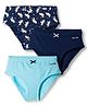 Pine Kids Cotton Knit Panties With Unicorn Print Pack Of 3 - Light Blue & Navy Blue