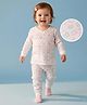 Kanvin Cotton Knit Full Sleeves Co-ord Thermal Set With Butterfly Print - White