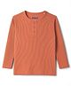 Pine Kids Knit Full Sleeves Solid Color Henley Neck T-Shirt - Rust Orange