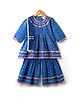TEENTAARE Cotton Woven Three Fourth Sleeves Kurta Sharara & Dupatta Set With Bandhani Print - Blue