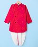 Teentaare Cotton Woven Full Sleeves Kurta Dhoti Set with Bandhani Print - Red