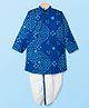 Teentaare Cotton Woven Full Sleeves Kurta Dhoti Set with Bandhani Print - Blue