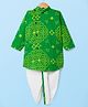 Teentaare Cotton Woven Full Sleeves Kurta Dhoti Set with Bandhani Print - Green