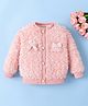 Mark & Mia Full Sleeves SweatJacket with Bow Applique & Frill Detailing - Pink