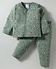 First Smile Sinker Knit Full Sleeves Co-Ord Night Suit With Penguin Print - Mint