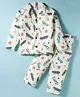 Ollypop Sinker knit Full Sleeves Co-ords Night Suit With Skateboard Print - Cream
