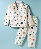 Ollypop Sinker Knit Full Length Co-ords Night Suit With Star Print - Cream