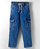 Ruff Denim Woven Full Length Washed Jeans With Cargo Pockets - Blue