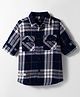 Ruff 100% Cotton Twill Woven Full Sleeves Tartan Checks Shirt with Front Pockets - Navy Blue