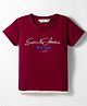 Ruff Rayon Slub Lycra Knit Half Sleeves T-Shirt with Explore New Adventure Text Print - Maroon
