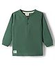 Ollypop Sinker Knit Full Sleeves Henley Neck Solid T-Shirt - Olive Green