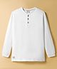 Ollypop Sinker Knit Full Sleeves Henley Neck Solid T-Shirt - White