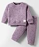 Ollypop Fleece Knit Full Sleeves Co-Ord Winter T-Shirt & Joggers Set With Abstract Print - Lilac