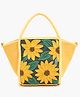 Boho girl Sunflower Sunshine Embroidered Canvas Tote Bag with Padded Handles and Beaded Floral Design Yellow & Green  Spacious, Stylish & Durable