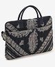 Boho girl Secret Garden Laptop Sleeve Handbag  Embroidered Floral Jacquard Office Bag with Bow & Pocket  Teal Blue | 15