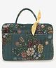 Boho girl Secret Garden Laptop Sleeve Handbag for Women  Embroidered Floral Jacquard Office Bag with Bow & Pocket  Stylish Tote Bag for Ladies, Crossbody Travel Purse (Teal)