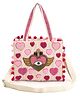 Boho girl Heartfelt Rose Wings Mini Tote Bag with Fully Embellished Front, Pom Pom Detailing, Adjustable & Detachable Shoulder Strap