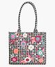 Boho girl Houndstooth Chic Tote Bag - with Magnetic Button Closure, Colorful Embroidered Details, Extra Inner Space, and Convenient Pockets for Daily Use