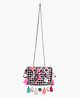 Boho girl Dazzling Colorful Sling with Chain Strap, Colorful Pom Pom & Tassel Detailing, Magnetic Button Closure for Day and Night Outings