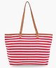 Boho girl Linea Pista Green Everyday Tote Bag Striped Cotton Design, PU Handles, Spacious Main Compartment with Inner Organizer Pockets