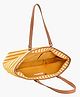 Boho Girl Linea Pista Green Everyday Tote Bag Striped Cotton Design, PU Handles, Spacious Main Compartment with Inner Organizer Pockets