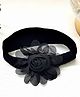 Knotty Ribbons Floral Applique Detailed Headband - Black