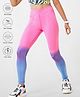 Pine Active Knit Full Length Printed Super Stretch Leggings With Ombre Print- Pink & Light Blue