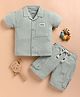 KIDZELLO Textile Knit Half Sleeves Solid Textured Shirt & Shorts - T Green