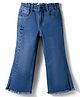 Arias Cotton Elastane Woven Full Length Washed Jeans with Text Print & Rhinestones Embellishment - Blue