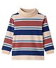 Babyhug Cotton Elastane Knit Full Sleeves Turtle Neck Winter T-Shirt with Stripes - Multicolor