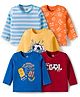 Doodle Poodle 100% Cotton Knit Full Sleeves T-Shirts with Sport Theme Print & Stripes Pack of 5 - Multicolor