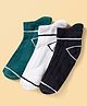 Honeyhap Premium Cotton Bamboo Spandex Knit Ankle Length Socks with Bio Finish & Stripes Pack of 3 - Bayberry Bright White & Black