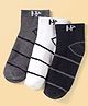 Honeyhap Premium Cotton Bamboo Spandex Knit Ankle Length Socks with Bio Finish & Stripes Pack of 3 -  D. Grey Melange Black & White