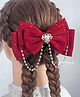 Little Miss Cuttie Heart Designed Bow Applique Detailed Hair Clip - Red