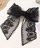 Little Miss Cuttie Floral Embroidered Bow Applique Detailed Hair Clip - Black