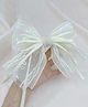 Little Miss Cuttie Bow & Ribbon Applique Detailed Pearls Embellished Hair Clip - White