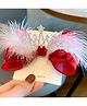 Little Miss Cuttie Crown Designed Bow Applique Detailed Alligator Hair Clip - Red
