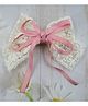 Little Miss Cuttie Floral Embroidered Lace Bow Applique Detailed Barrette Hair Clip - Pink