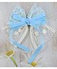 Little Miss Cuttie Floral Embroidered Lace Embellished Bow Applique Detailed Alligator Hair Clip - Light Blue