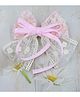 Little Miss Cuttie Floral Embroidered Lace Embellished Bow Applique Detailed Alligator Hair Clip - Pink