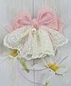Little Miss Cuttie Embroidered Lace & Pearl Embellished Bow Applique Detailed Alligator Hair Clip - Pink
