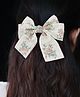 Little Miss Cuttie Floral Printed Bow Applique Detailed Hair Clip - Pink