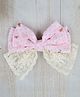 Little Miss Cuttie Bow Applique Detailed & Floral Designed Alligator Hair Clip - Pink