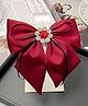 Little Miss Cuttie Rhinestone Embellished & Bow Applique Detailed Barrett Hair Clip - Maroon Red