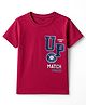 CUCUMBER Sinker Knit Half Sleeves T-Shirt with Text Graphic - Red