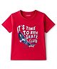 CUCUMBER Sinker Knit Half Sleeves T-Shirt with Text Graphic - Red