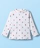 Babyhug Cotton Knit Full Sleeves Solid Color Turtle Neck Winter T-Shirt with Floral Print - White