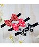 Little Miss Cuttie Set Of 3 Floral & Bandhani Designed Bow Applique Detailed Headbands - Multi Colour