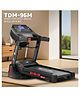 PowerMax Fitness TDM-96M 4HP DC Treadmill for Home | 110KG Max User | 14km/hr Top Speed, 4-Level Manual Incline | Bluetooth for app, Speaker, Mp3 | Massager, Foldable Cardio Machine, LCD Display