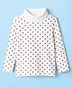 Babyhug Cotton Elastane Knit Full Sleeves Turtle Neck Winter T-Shirt with Polka Dot Print - White